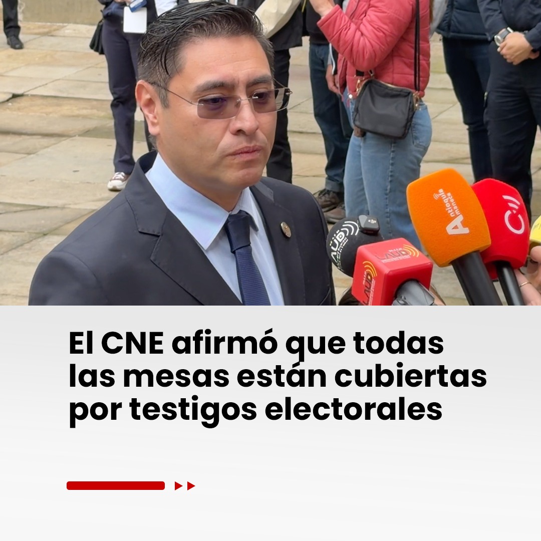 Imagen noticia El CNE afirmó que todas las mesas están cubiertas por testigos electorales