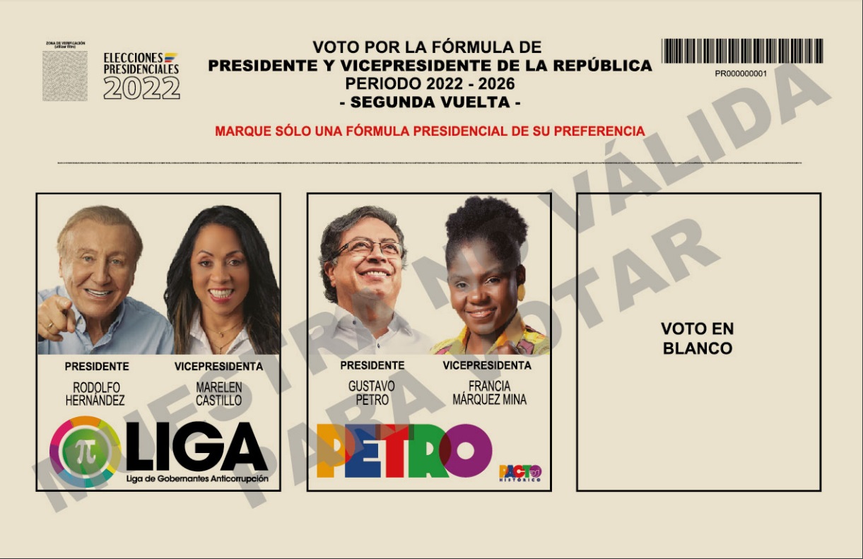 Imagen noticia Registraduría definió el tarjetón electoral para la segunda vuelta